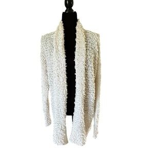 🔴5 for $40 SALE Akemi+Kin Ecru, Eyelash,  Open Front, Long Sleeve Cardigan sz S